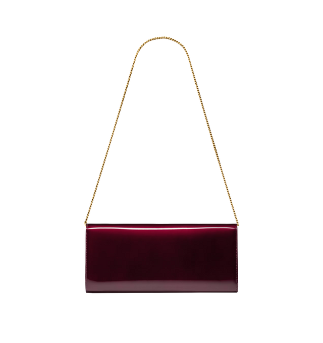 Image 2 of 3 - RED - SAINT LAURENT Kate Clutch in patent leather featuring the cassandre on front, a removable chain strap, leather lining, bronze-tone hardware, magnetic snap closure and one flat pocket. 11" x 5.5" x 1.2". Strap drop: 13.8". Calfskin. Made in Italy.