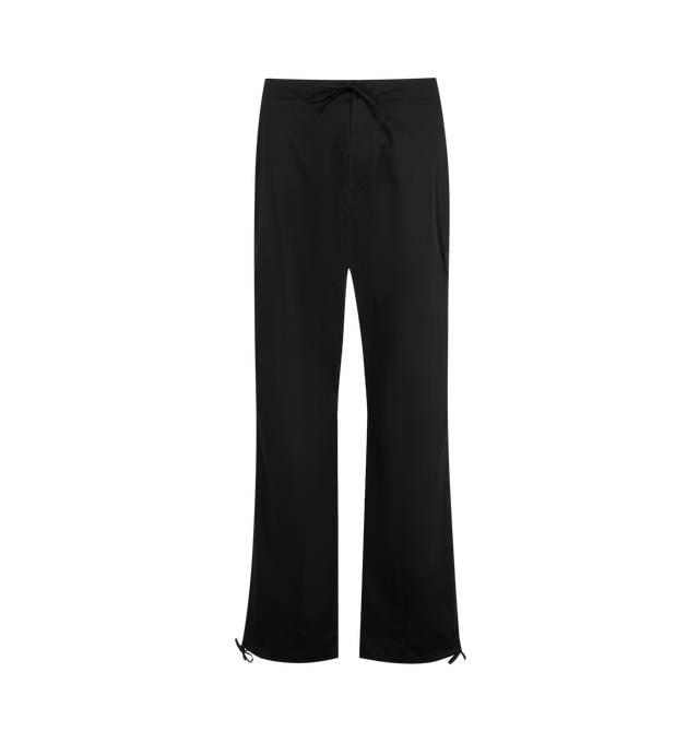 Image 1 of 3 - BLACK - BARRIERS WORLDWIDE Star Nylon Pant featuring nylon overpant with adjustable drawstring waist, adjustable drawstring leg opening, patch pockets at front and back and star stitch detailing at center back waistband. Nylon.