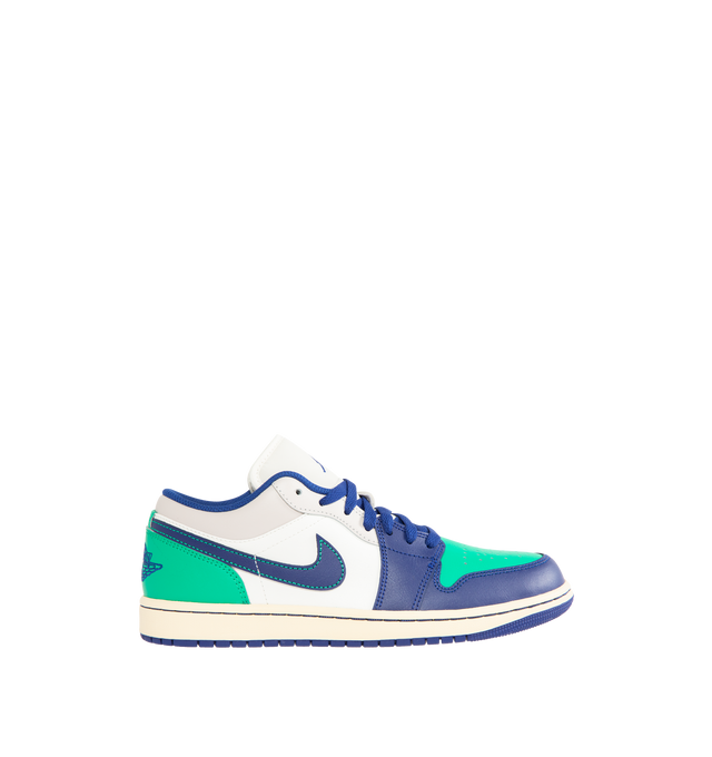 Image 1 of 5 - BLUE - NIKE Air Jordan 1 Low Sneaker featuring lace up closure, encapsulated Air-Sole unit that provides lightweight cushioning, genuine leather in the upper and solid rubber outsole.