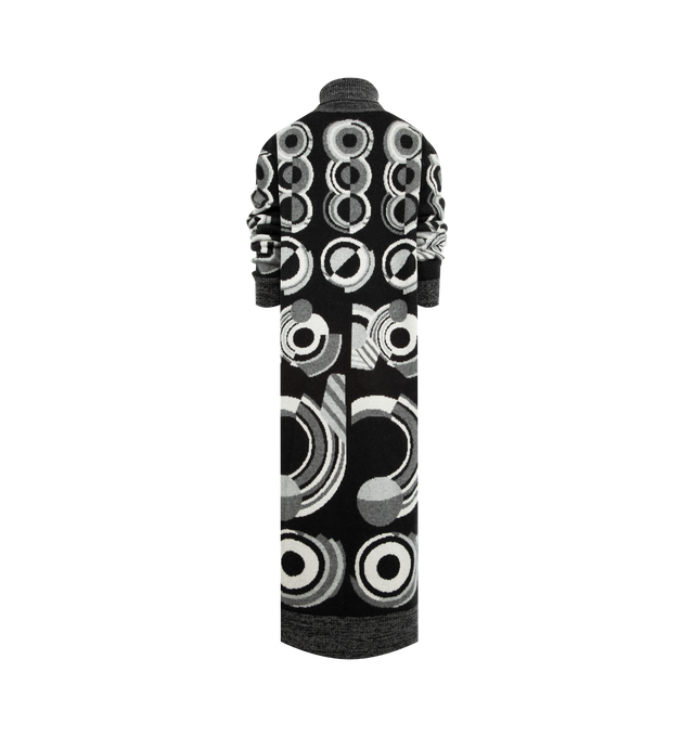 Image 2 of 2 - BLACK - LIBERTINE Sonia Turtleneck Midi Dress featuring relaxed fit, long sleeves, pattern throughtout, midi length and turtleneck. 100% cashmere. Made in USA.