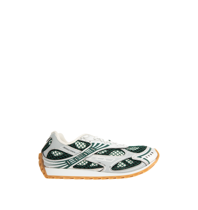 Image 1 of 5 - GREY - BOTTEGA VENETA Sneakers featuring mechanical textile upper, rubber sole, lace-up front, padded collar and tongue with Bottega Venneta logo detail at tongue. Made in Italy.