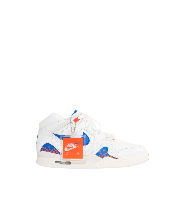 Image 1 of 5 - WHITE - NIKE Air Tech Challenge 2 Sneaker featuring lace up closure, real and synthetic leather upper, plush foam collar and visible Max Air unit.