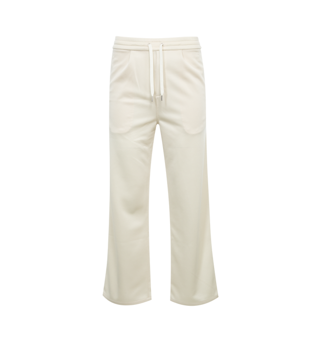 Image 1 of 3 - WHITE - SECOND LAYER Team Sweatpants featuring elasticated waist band with draw cord on outside, dual front side pockets, wide leg, relaxed fit and a small front pleat. Made in Japan.  