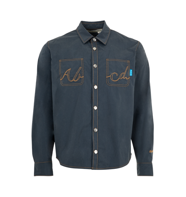 Image 1 of 2 - BLUE - ADVISORY BOARD CRYSTALS Hyperlightweight Nylon Ripstop Shirt featuring nylon construction, button closure, two front patch pockets, contrast stitching, embroidered branding and button cuffs. Nylon.