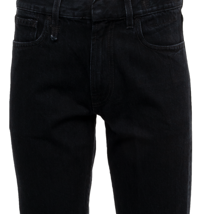Image 3 of 3 - BLACK - R13 Romeo Cuff Jeans featuring belt loops, five-pocket styling, zip-fly, creased legs, rolled cuffs and logo patch at back waistband. 100% cotton. Made in Italy. 