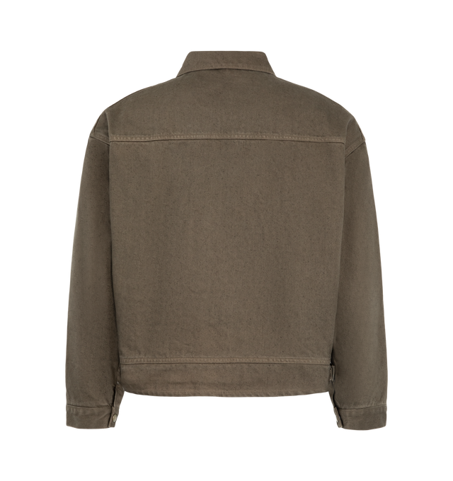 Image 2 of 3 - BROWN - Kaptain Sunshine Men's Dyed Denim Work Jacket is crafted from the brand's signature 13.5 oz cotton denim, treated through a mercerization process and finished with garment dyeing for enhanced depth of color and character. Designed with a relaxed-fitting silhouette, this workwear-inspired jacket features a front zip closure, adjustable side buckles, and a soft cotton flannel lining for added comfort and warmth. Main Material: 100% Cotton. Lining: 100% Cotton Flannel. Made in Japan.