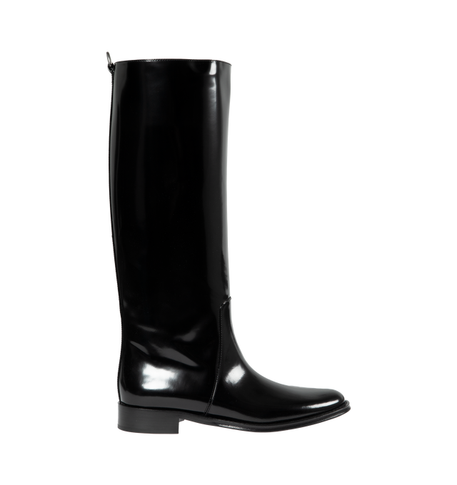 Image 1 of 4 - BLACK - SAINT LAURENT Hunt Boot featuring a round toe and d-ring back tab. 95% calfskin leather, 5% brass. Made in Italy.  