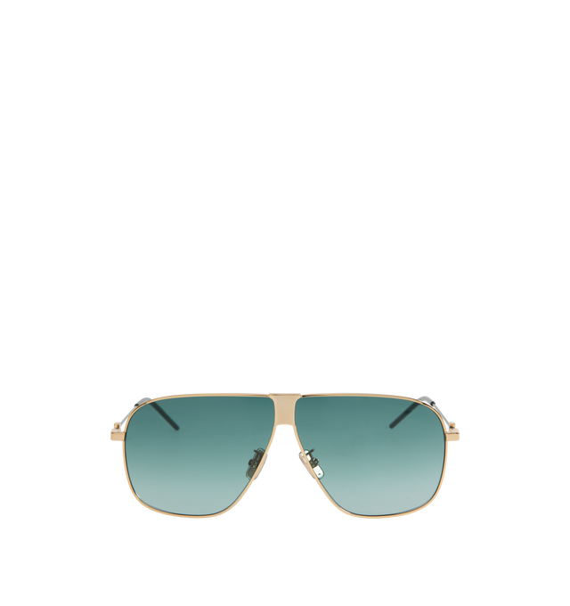 Image 1 of 3 - GOLD - GIVENCHY GV One Metal Square Sunglasses featuring a logo signature engraved on temples, solid-colored lenses, adjustable nose pads, thin arms and curved, capped temple tips. Metal/nylon. 100% UVA/UVB protection. Made in Italy.