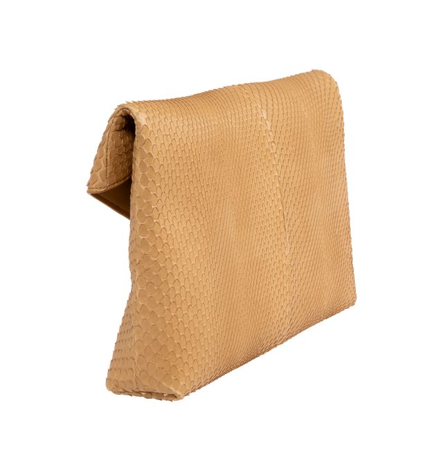 Image 2 of 3 - BROWN - SAINT LAURENT Large Envelope Clutch in Python featuring metal-free tanned leather, leather lining, bronze-tone hardware and magnetic flap closure with the cassandre. 11.6" x 7.1" x 1.8". Python, brass. Made in Italy.