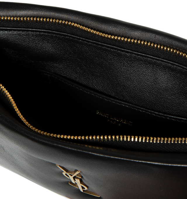 Image 3 of 3 - BLACK - SAINT LAURENT Calypso Long Pouch featuring a pillowed effect, zip closure and one flat pocket. 11.8" X 5.9" X 1.4". 100% lambskin.  