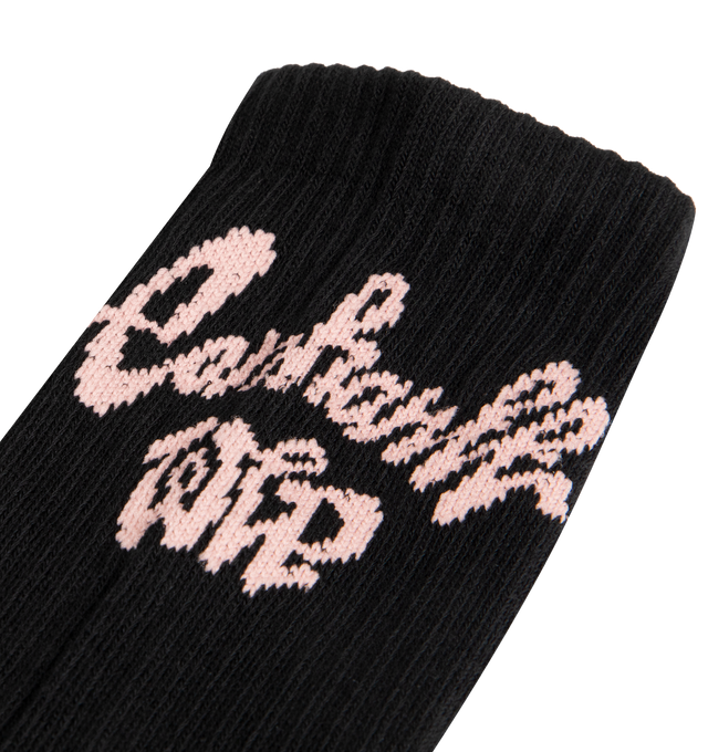 Image 3 of 3 - BLACK - CARHARTT WIP Chedda Socks featuring soft stretch-cotton yarn, rib-knit ankles, french terry panels on the inside of the soles and ajacquard graphic on the back of each sock. 82% cotton, 16% polyester, 2% elastane.