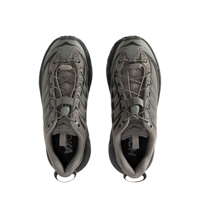 Image 5 of 5 - GREY - HOKA Mafate Three2 Sneaker featuring quick lace system, internal gusset, mesh upper with hot melt overlays, compression molded EVA midsole and Vibram Megagrip outsole.