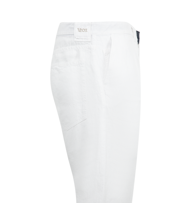 Image 3 of 3 - WHITE - 120% LINO Pant featuring classic chino style, two back patch pockets, button zip fly and straight leg. 100% linen.