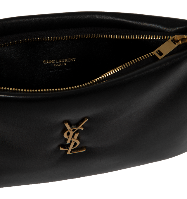 Image 3 of 3 - BLACK - SAINT LAURENT Calypso Small Pouch featuring zip closure, pillowed effect, one main compartment and leather lining. 9 X 6.3 X 1.1 inches. 100% lambskin. 