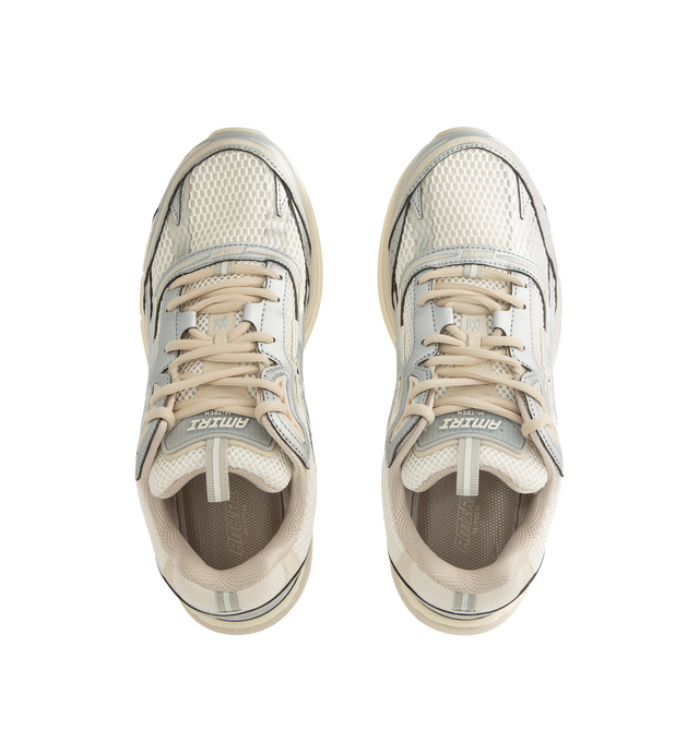 Image 5 of 5 - WHITE - Amiri Men's Metallic M-Tech Sneakers feature a mixed silver mesh-and-leather upper with metallic detailing and the signature MA icon. Inspired by technical running shoes, the design is set on a sculpted rubber sole. Main Material: 100% Polyurethane. Upper: Mesh and Leather. Sole: Rubber. Made in Vietnam.