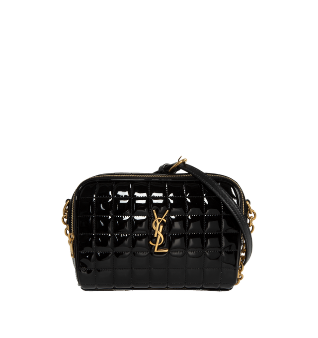 Image 1 of 3 - BLACK - SAINT LAURENT Mini Camera Bag featuring quilted overstitching, zip closure, one main compartment, one flat pocket and adjustable crossbody strap. Polyurethane, polyester. 