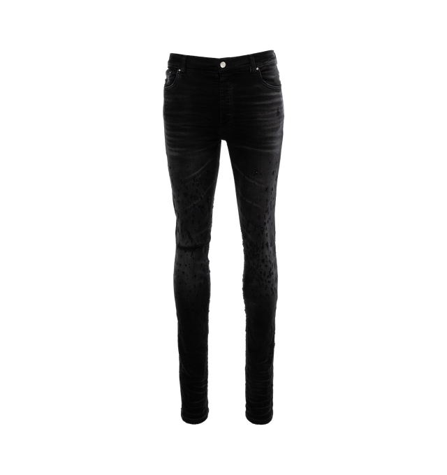Image 1 of 2 - BLACK - AMIRI Shotgun Skinny Jean featuring 5 pockets, zip fastening, skinny fit and washed effect. 100% cotton. 