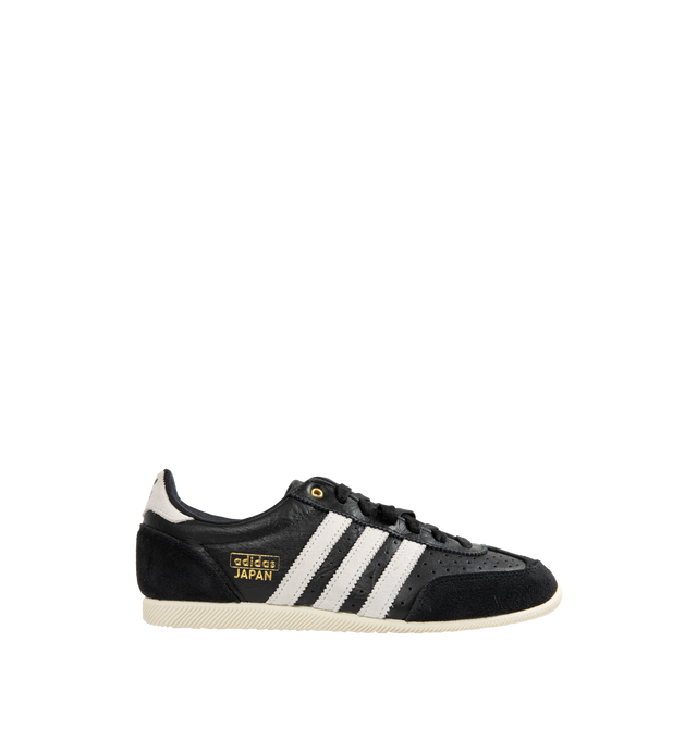 Image 1 of 5 - BLACK - ADIDAS Japan Sneakers are a lace-up style with leather uppers, EVA midsoles, molded heels, and rubber gum soles. Reissued vitage design from a 1964 trainer that appeared in a catalog for that year's global sporting event held in Japan. Unisex style in men's sizes.