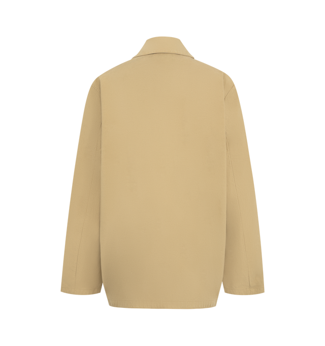 Image 2 of 3 - NEUTRAL - THE ROW Baeza Jacket featuring collared jacket in structured cotton with boxy fit, side welt pockets and concealed front placket with metal button closure. 100% cotton. Made in Italy.