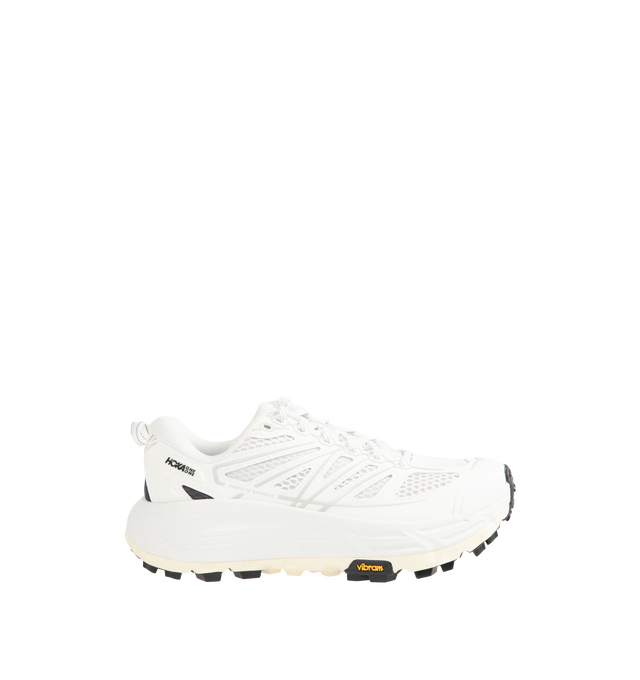 Image 1 of 5 - WHITE - HOKA U Mafate Speed 2 TS Sneaker featuring mesh and textile upper with Vibram rubber sole, lace-up front, embroidered logo on padded tongue, padded low-cut collar and pull-tab at heel.