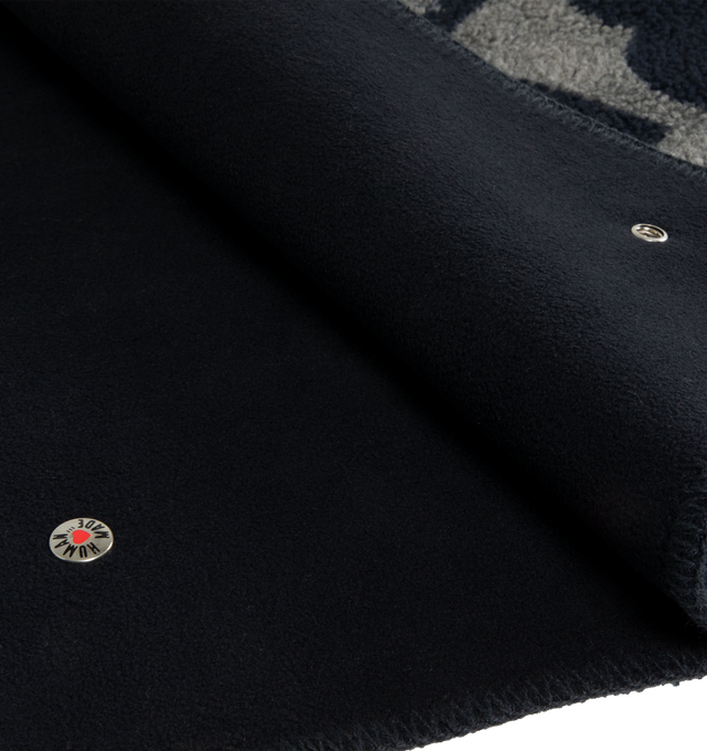 Image 3 of 3 - GREY - HUMAN MADE Heart Fleece Blanket featuring all-over heart motif pattern, fleece with bonded backing and snap buttons. 80 135cm. 100% polyester.