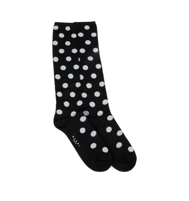 Image 1 of 2 - BLACK - MARNI Polka Dot Intarsia Knit Socks featuring logo lettering detail. 100% nylon.  