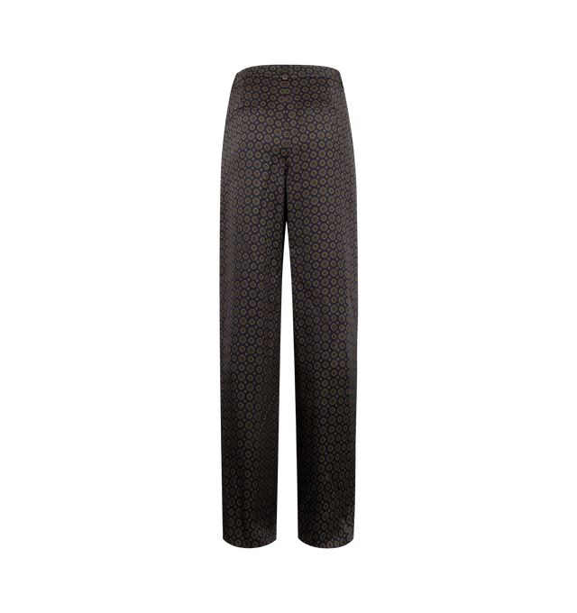 Image 3 of 4 - NAVY - SAINT LAURENT Medallion Pants featuring mid-rise, wide-leg, concealed front button and hook closure, zip fly, two slash pockets at the front, two welt pockets at the back and waistband with belt loops. 100% viscose. Made in Italy.
