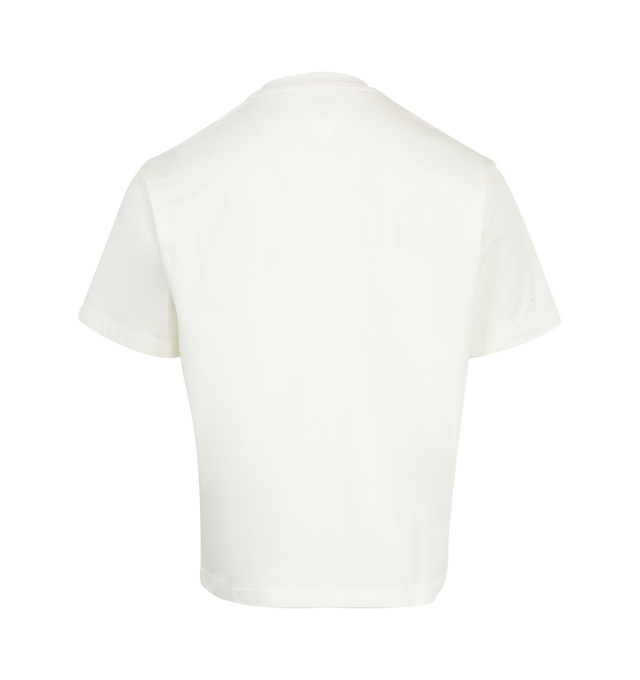 Image 2 of 2 - WHITE - BOTTEGA VENETA Pima Cotton Jersey T-Shirt featuring patch pocket with intrecciato leather detail, short sleeves and crew neck. 100% cotton. Made in Italy.