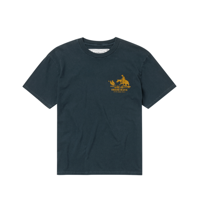 Image 1 of 4 - BLACK - ONE OF THESE DAYS Round Up T-Shirt featuring vintage wash, pre-shrunk, short sleeves, crew neck and graphic on front. 100% cotton.