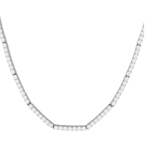 Image 2 of 2 - SILVER - SIDNEY GARBER Lyra Diamond Necklace featuring diamonds set in delicate bars, diamonds 2.00CT and 18k gold. 15 inches.