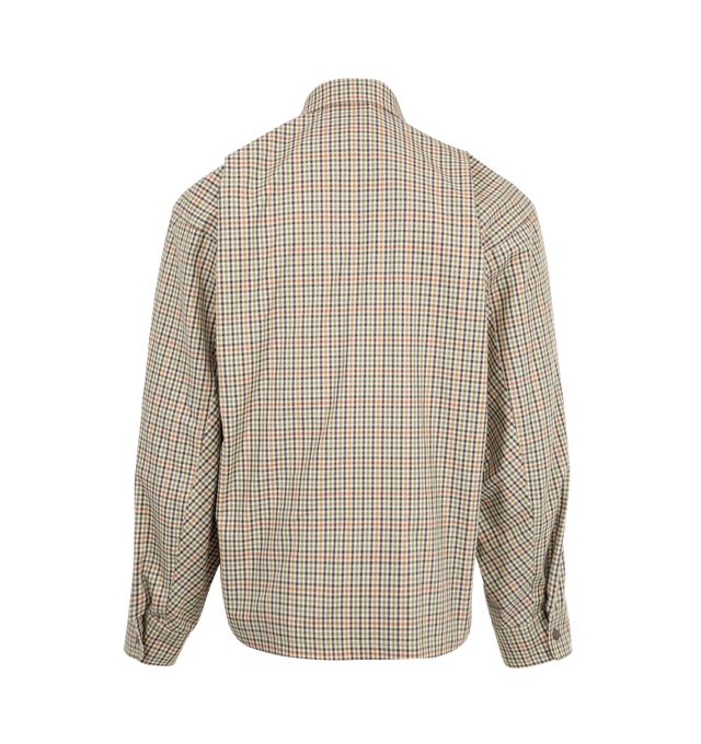 Image 2 of 2 - BROWN - BALENCIAGA Zip-Up Shirt featuring checked cotton flanel, shirt collar, double-ended zip fastening, 2 chest flap pockets, 2 slash pockets, buttoned cuffs and Balenciaga Back artwork embroidered at chest and back. 100% cotton. Made in Portugal.