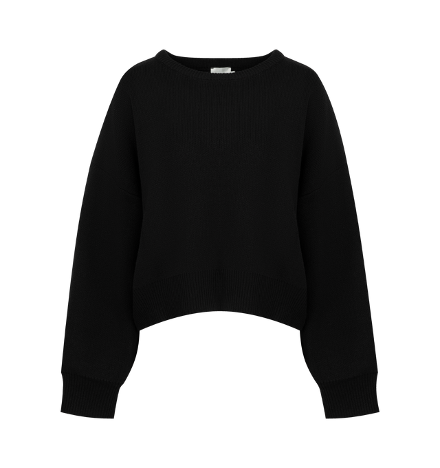 Image 1 of 2 - BLACK - DEIJI STUDIOS Pullover featuring a soft knit, relaxed silhouette, classic crew neckline, drop shoulder, ribbed cuffs and hem detailing with subtle structure. 10% RWS certified wool, 63% recycled polyester, 25% recycled nylon and 2% spandex.