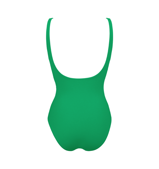 Image 2 of 6 - GREEN - ERES Asia Tank One-Piece Swimsuit featuring broad straps, round neckline and three reinforced bands around the waist. Main: 84% Polyamid, 16% Spandex. Second: 68% Polyamid, 32% Spandex. Made in France. 