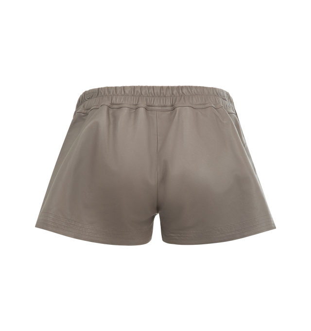 Image 2 of 3 - GREY - RICK OWENS Fog Boxers featuring drawstring at elasticized waistband, two-pocket styling, mock fly, exposed pocket lining at cuffs, vented outseams and plain-woven cotton lining. 100% lambskin. Lining: 100% cotton.