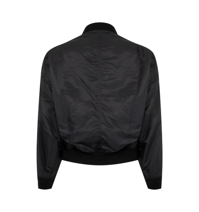 Image 2 of 3 - BLACK - Maison Mihara Yasuhiro Men's Combined Stadium Bomber Jacket is crafted from a premium mixed-material construction and features a hybrid stadium and bomber silhouette with ribbed trim, a front button closure, and side pockets for a contemporary layered look. This designer jacket combines classic varsity-inspired elements with Maison Mihara Yasuhiro's signature deconstructed aesthetic, creating a bold statement piece for everyday wear. Main Material: Mixed Materials. Made in Japan.