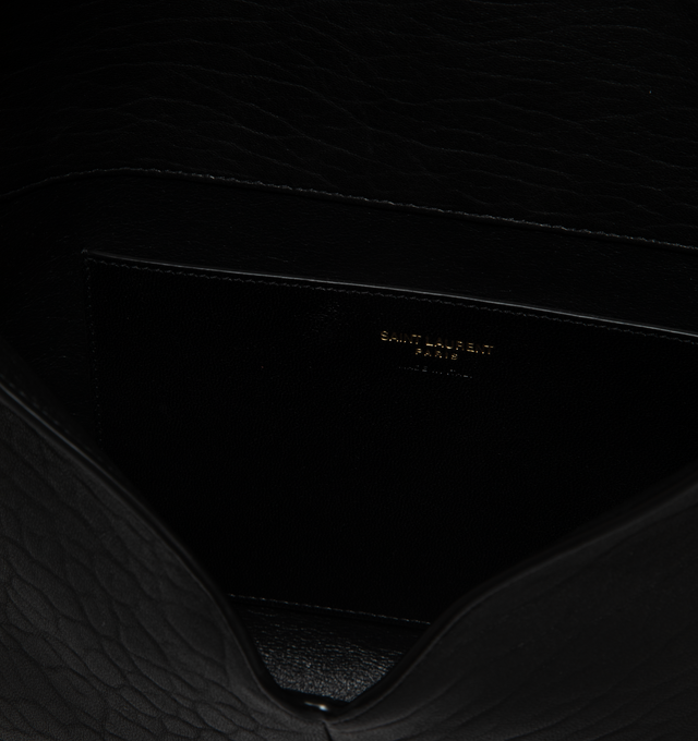 Image 3 of 3 - BLACK - SAINT LAURENT Large Envelope Pouch featuring front flap, origami construction, magnetic snap closure and one main compartment. 11.6 X 7.1 X 1.8 inches. 90% lambskin, 10% metal.