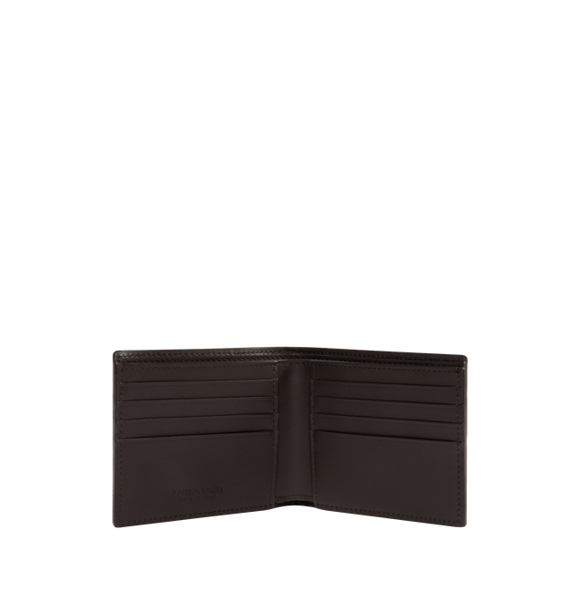 Image 3 of 3 - BLACK - BOTTEGA VENETA Intrecciato Bi-Fold Wallet featuring degrad effect, intrecciato calf leather, eight card slots, two note compartments and two additional pockets. 3.7" x 4.3" x 0.4". Calfskin. Made in Italy.