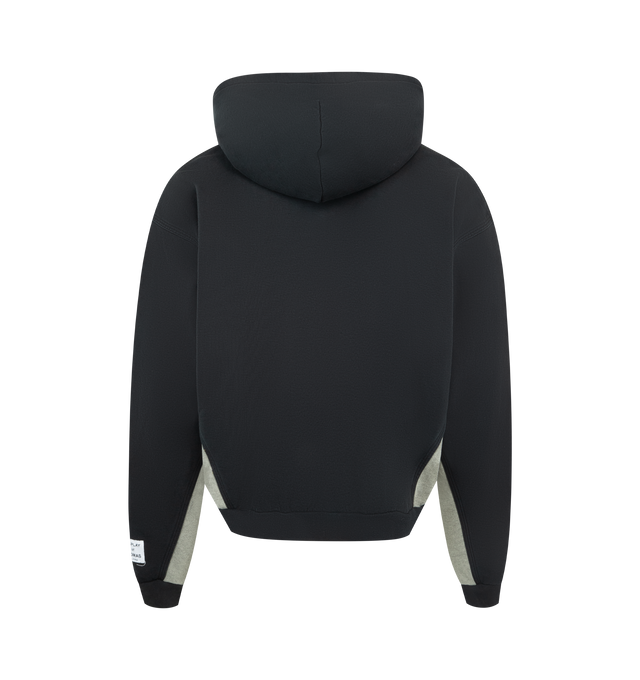 Image 2 of 3 - BLACK - GALLERY DEPT. Contrast-Panel Hooded Cotton-Jersey Sweatshirt featuring exposed zip fastening at front, relaxed fit, hood, metal eyelets, dropped shoulders, long sleeves, ribbed trims, logo print at chest, front pouch pocket, brand patch at cuff and contrast panelling. 100% cotton. Made in USA.