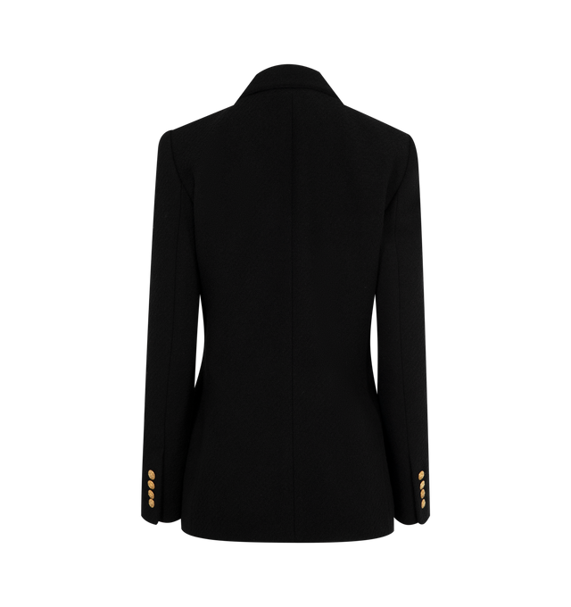 Image 2 of 2 - BLACK - CHLOE Double-Breasted Tailored Jacket featuring gold-tone buttons at front and cuffs and front flap pockets. 95% wool, 4% polyamide, 1% elastane. Lining: 100% silk.