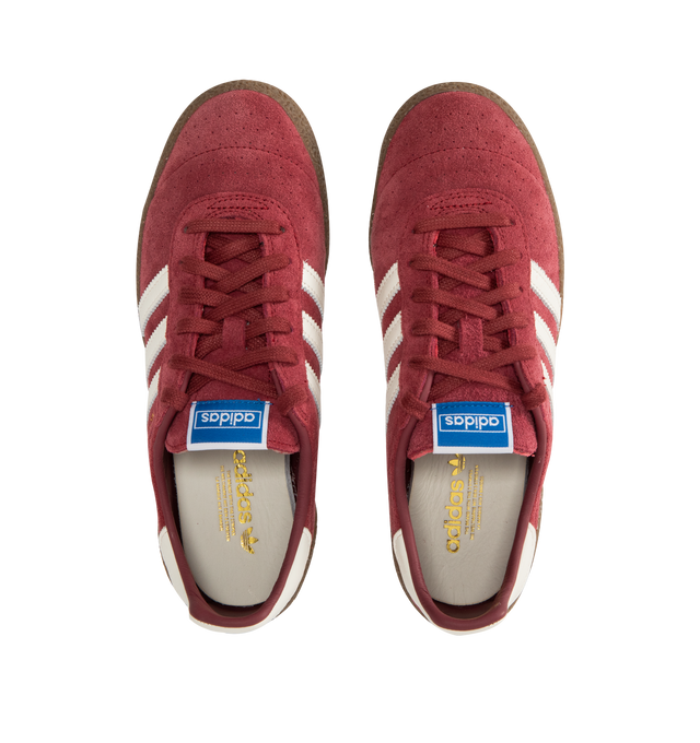 Image 5 of 5 - RED - ADIDAS Montreal 76 Sneaker featuring pemium suede, leather overlays, distinctive heel piece, regular fit, lace closure, leather lining and rubber outsole. Unisex style in men's sizes.