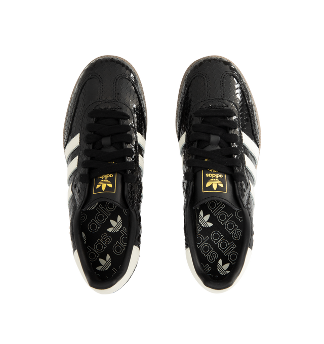 Image 5 of 5 - BLACK - ADIDAS Samba Sneaker featuring regular fit, lace up style, patent leather upper, synthetic sockliner, rubber outsole, soccer-inspired long tongue and trefoil.
