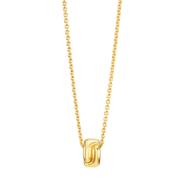 Image 1 of 2 - GOLD - PAMELA ZAMORE Holos Ring Necklace featuring two sculptural halves of a piece interlocking to become one. Hand-finished. 18K yellow gold, 13g. Pendant diameter 18x13 mm. Length: 20/22. Hirshleifers offers a range of pieces from this collection in-store. For personal consultation and detailed information about jewelry, please contact our dedicated stylist team at personalshopping@hirshleifers.com. This item may be restricted for online purchase to international clients. For assistance pu