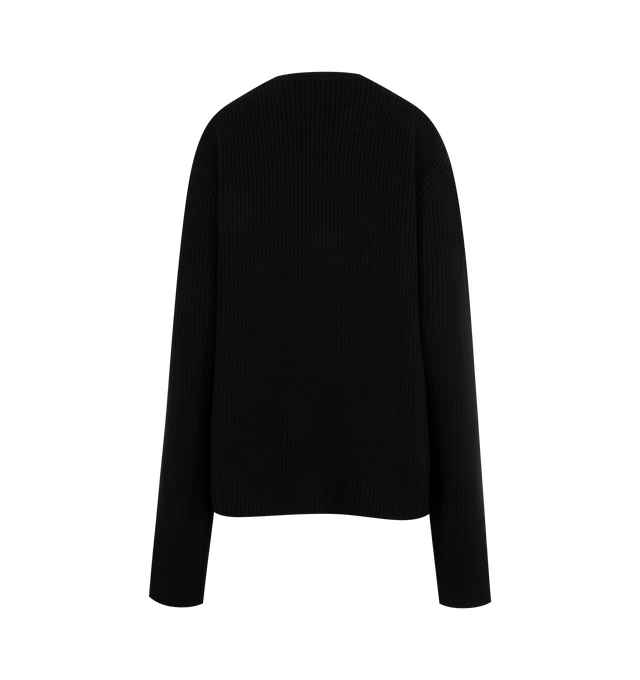 Image 2 of 2 - BLACK - EXTREME CASHMERE You Sweater featuring chunky cashmere sweater with a warm rib knit, classic crew-neck and a slit detail on the side of the round neckline. 100% cashmere.