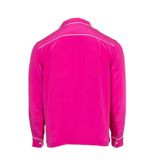 Image 2 of 3 - PINK - BODE Shadow Jasmine Shirt featuring elongated fit, five front buttons and long sleeves. 100% silk. Made in India. 