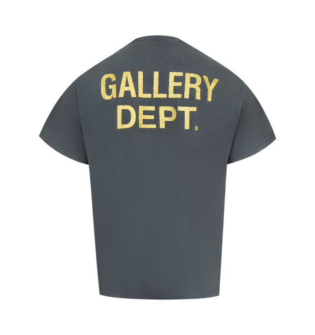 Image 2 of 2 - BLACK - GALLERY DEPT. ATK Castle Tee featuring relaxed fit, round neck, ribbed trim at neck, dropped shoulders, short sleeves, brand print at front, castle graphic print at front, glitter-embellished logo print at back and jersey texture. 100% cotton. Made in USA.
