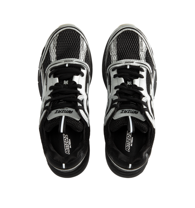 Image 5 of 5 - BLACK - Amiri Men's Metallic M-Tech Sneakers feature a mixed silver mesh-and-leather upper with metallic detailing and the signature MA icon. Inspired by technical running shoes, the design is set on a sculpted rubber sole. Main Material: 100% Polyurethane. Upper: Mesh and Leather. Sole: Rubber. Made in Vietnam.