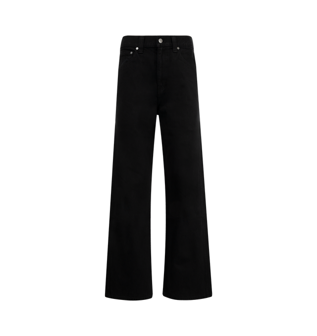 Image 1 of 3 - BLACK - KHAITE Bonnie Jean featuring relaxed silhouette, sits low on the hip and classic five-pocket denim detailing. 100% cotton.