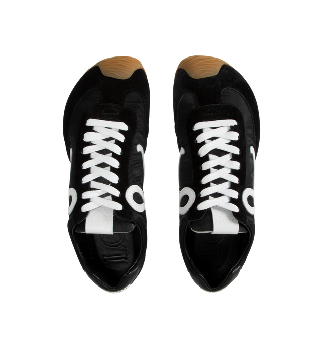 Image 5 of 5 - BLACK - LOEWE Ballet Sneaker in nylon and calfskin featuring an asymmetrical toe shape, a sock-like internal structure, a lightweight rubber outsole that extends to the toecap, L monogram at the side, embossed Anagram on the tongue and injected rubber LOEWE on the heel tab. Made in Italy.