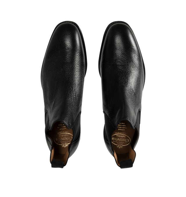 Image 4 of 4 - BLACK - CHURCH'S Amberley 2.0 Deerskin Boot featuring chelsea Boot with side elastic details, deerskin upper, cotton pull-tab at the back, leather lining and footbed and rubber sole with Church's & Co. logo.