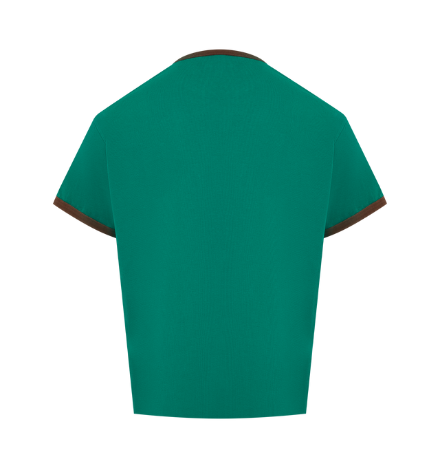 Image 2 of 2 - GREEN - LE PERE MAN-IFIQUE Ringer T-Shirt featuring collegiate, and nostalgic graphic on front, short sleeves, crew neck and contrasting trim. 100% cotton. Made in Portugal.